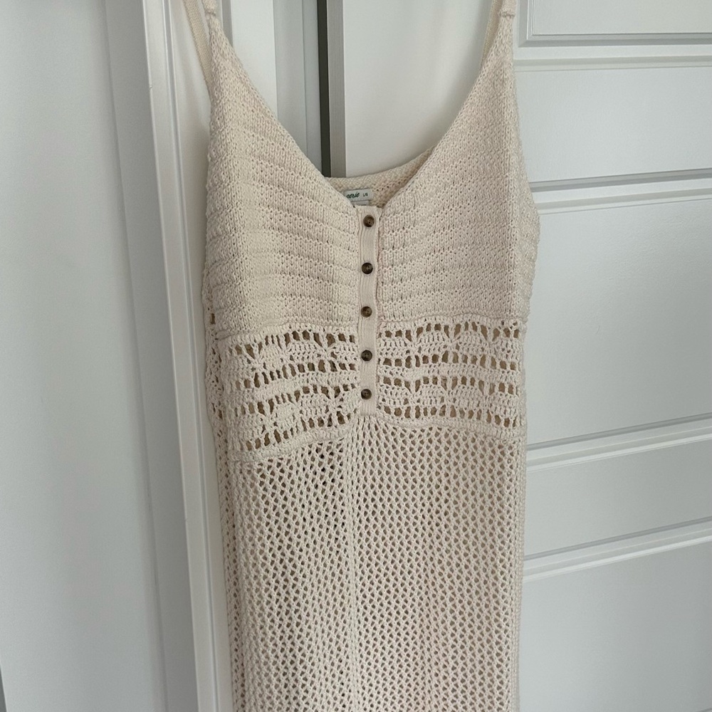 Aerie 100% Cotton Cream Crochet Beach Dress Coverup Large